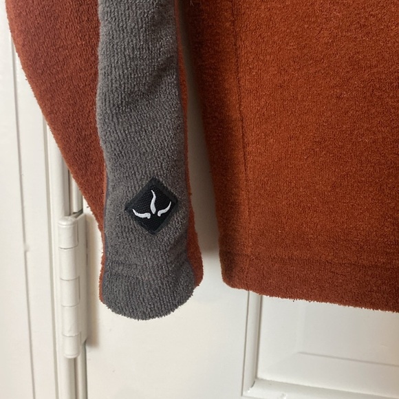 Vintage Prana V-Neck Sweater Terry Cloth Made in USA Maroon oversized Size Large - Picture 3 of 5